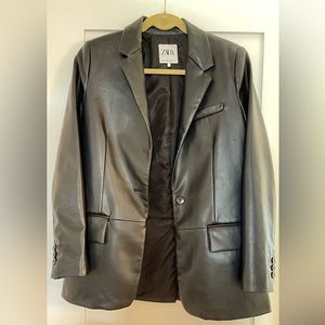 Zara Faux Leather Blazer